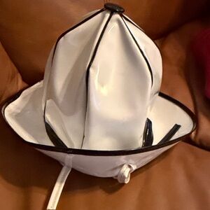 White Firefighter Hat with Black Trim pvc cosplay good condition